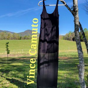 ❣️HP❣️Vince Camuto black sleeveless scoop neck semi sheer overlay maxi dress M